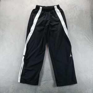 Jordan Pants Mens 32x30 Black Drill Track Warm Up Stripe Ankle Zip Basketball